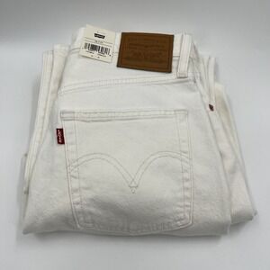 Levis Premium Ribcage Straight Ankle Jeans Womens Size 28 White Distressed NEW